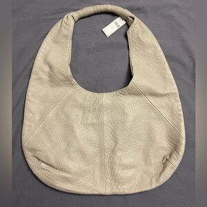 ANTHROPOLOGIE Pebbled Leather Slouchy Shoulder Bag - Creme Cream - NWT